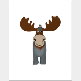 Cute Moose Drawing Posters and Art